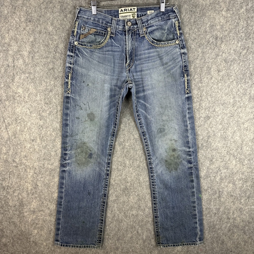 Ariat M5 Jeans Mens 29x32 Straight Leg Whiskered Western Ridgeline Workwear